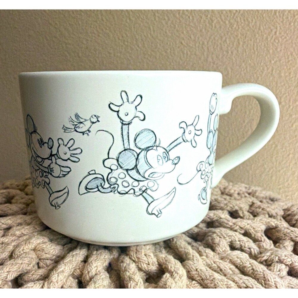 Disney Minnie Mouse Animation Sketch Ceramic Mug White Red Interior 16oz New
